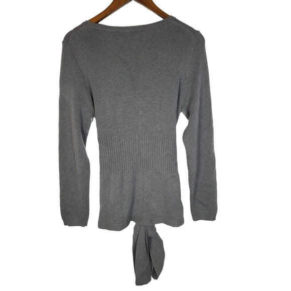 Ann Taylor Grey Cashmere Tie Waist Sweater Womens Large - Picture 2 of 6